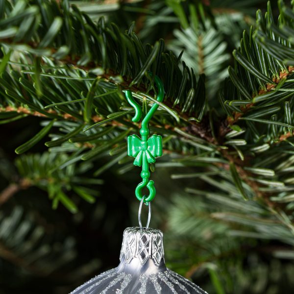 60 Stück Weihnachtskugeln Haken "Klassik Grüne Schleife" Aufhänger Christbaumkugel Anhänger