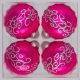 4 tlg. Glas-Weihnachtskugeln Set 8cm Ø in "Hochglanz Pink" Silberne Ornamente